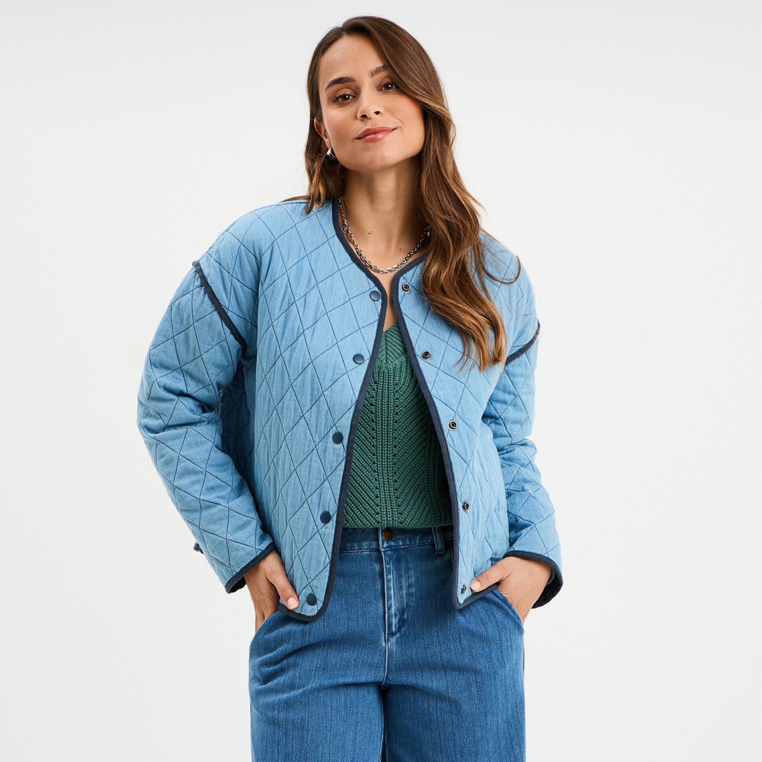 Veste matelassée boutonnée Creeks denim double stone femme CREEKS