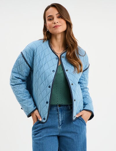 Veste matelassée boutonnée Creeks denim double stone femme