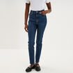 Jean skinny taille haute bleu fonc&eacute; femme