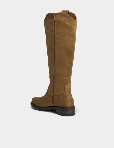 Bottes hautes zipp&eacute;es marron femme