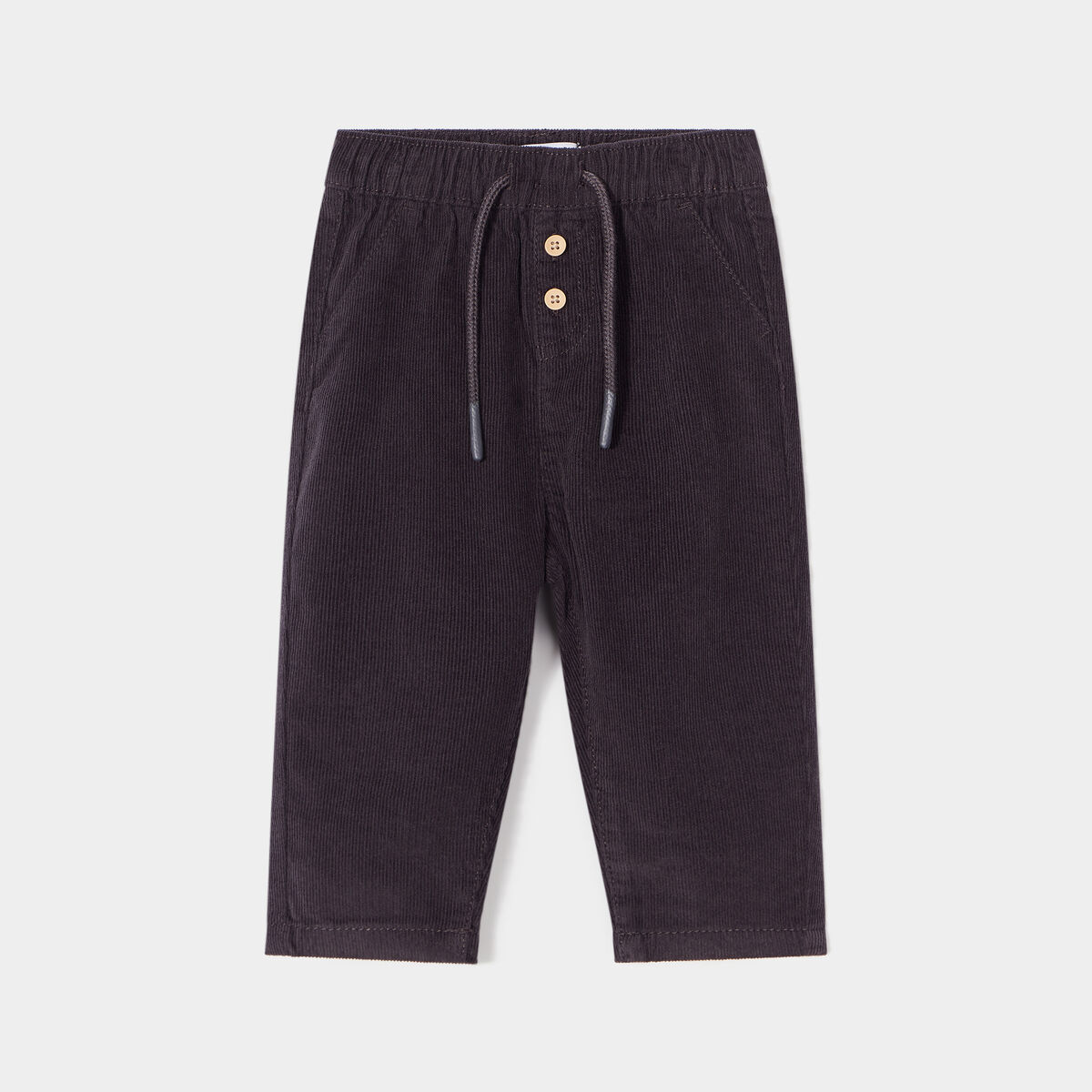 Pantalon velours 2 poches côtelé coton gris foncé bébé garçon
