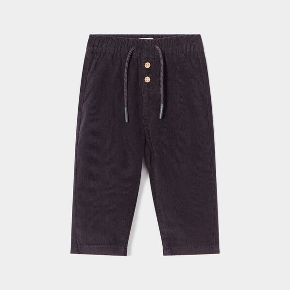pantalon velours 2 poches cotele coton gris fonce bebeg Pantalon velours 2 poches côtelé coton gris foncé bébé garçon