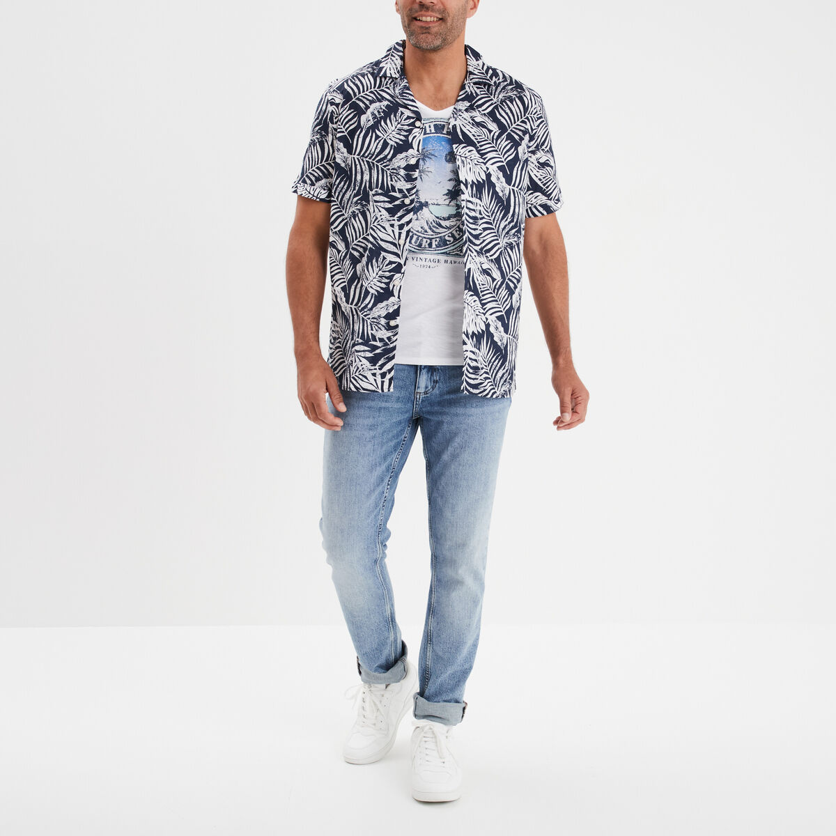 Débardeur col rond sans manches coton blanc homme