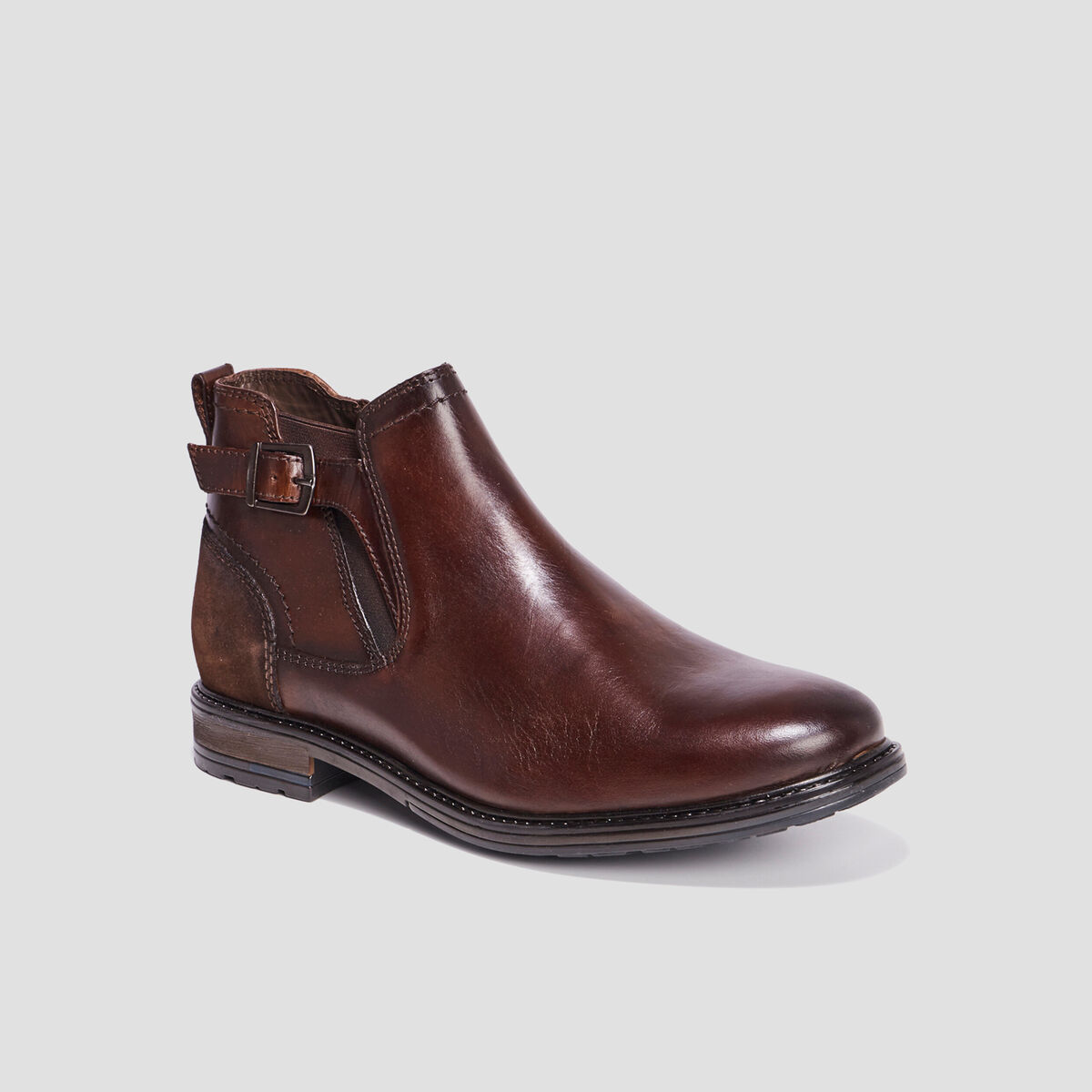 Bottines chelsea en cuir zipp&eacute;es marron homme