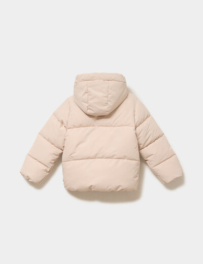 Doudoune chaude &agrave; capuche beige fille