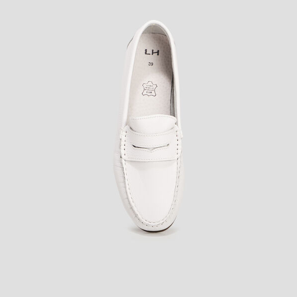 Mocassins en cuir blanc femme