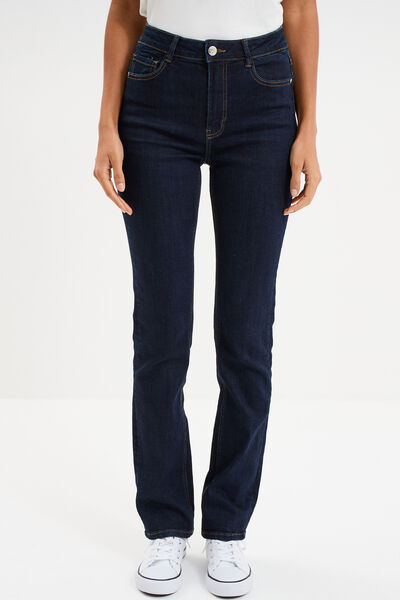 Jeans regular 5 poches coton denim brut femme