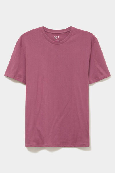 T-shirt droit en coton manches courtes mauve homme