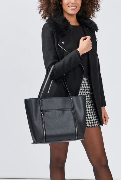 Sac cabas trapèze noir femme