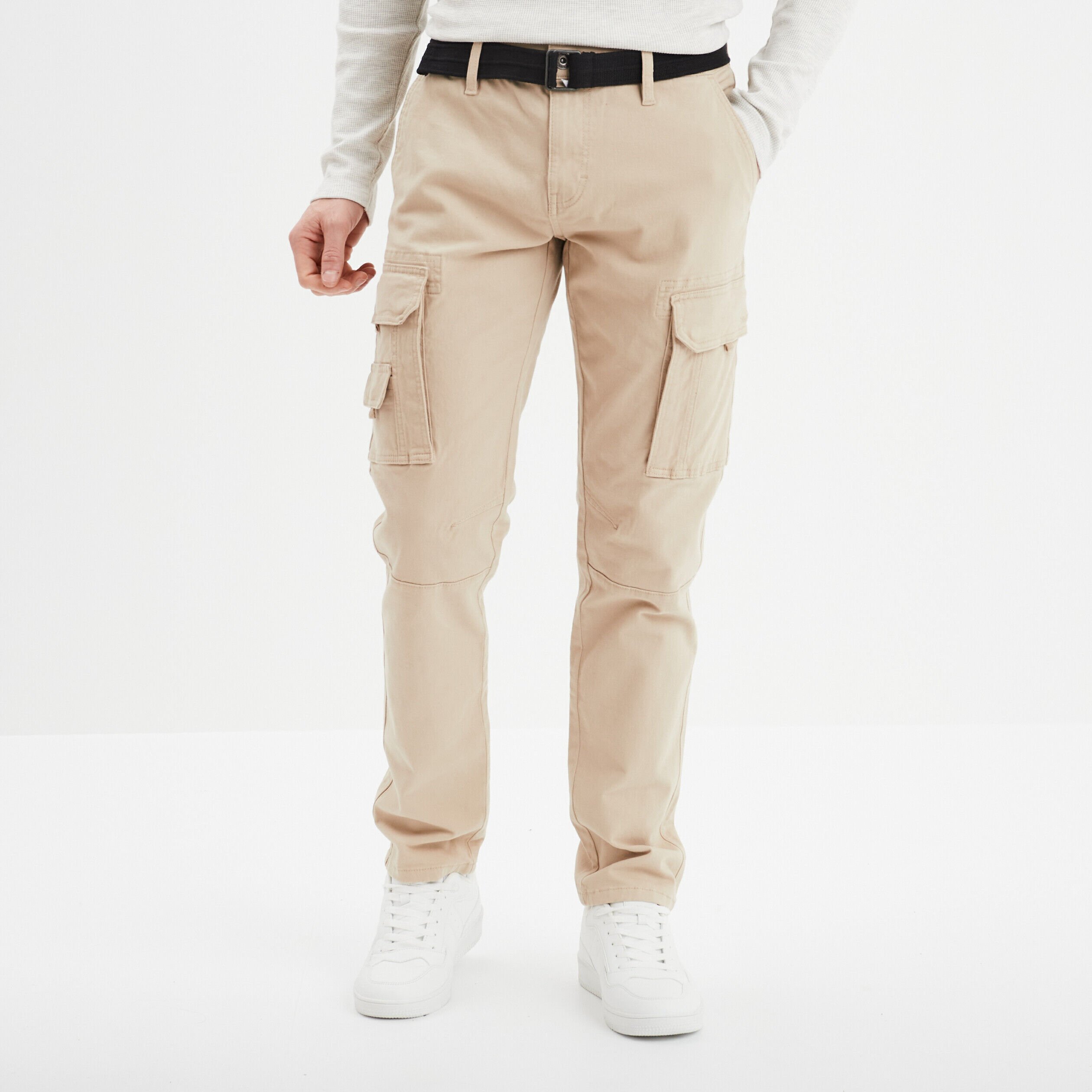 Pantalon cargo ceinturé Trappeur marron cognac homme TRAPPEUR