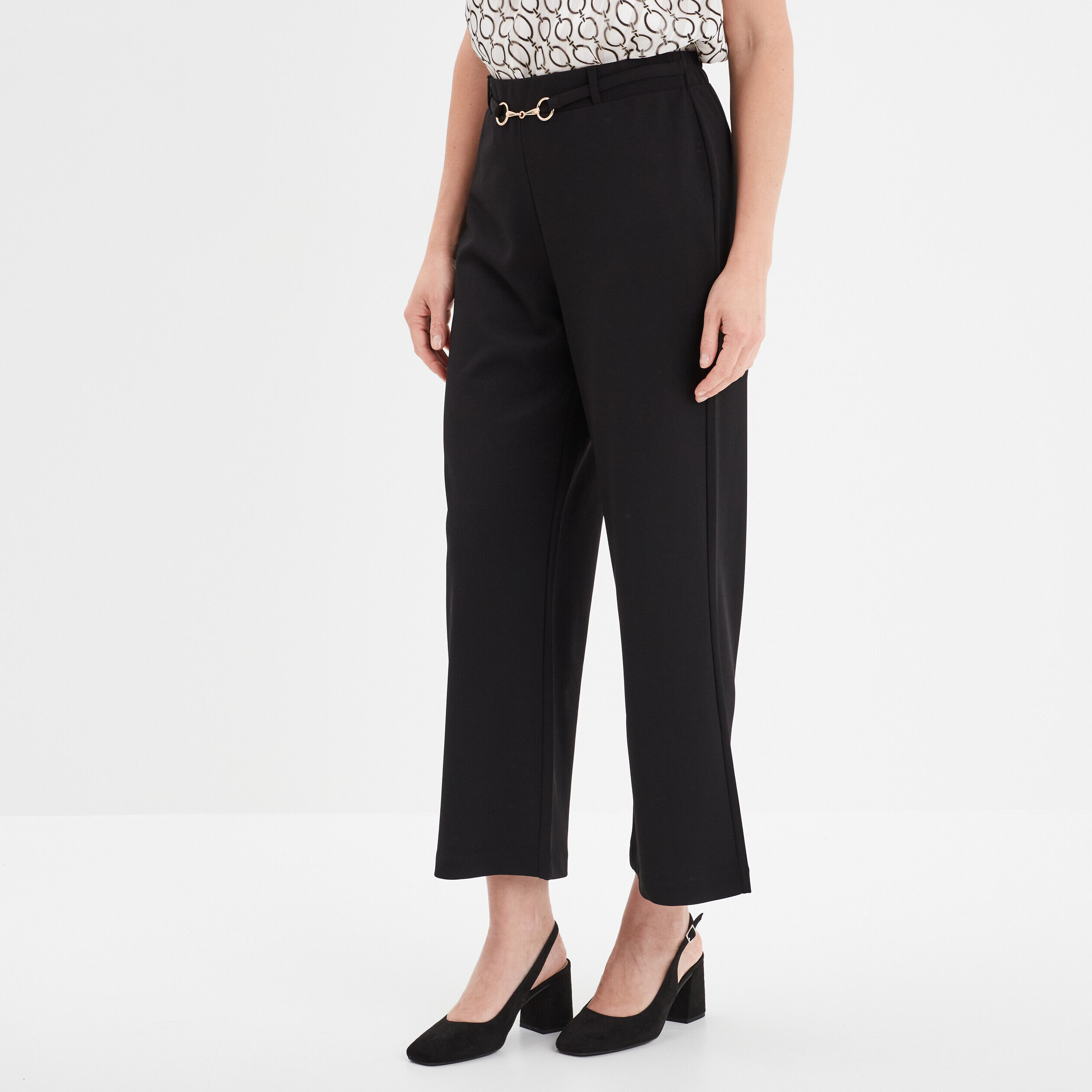 Pantalon large 7/8ème détail bijou noir femme MOSQUITOS