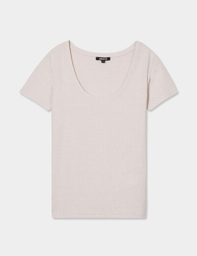 T-shirt côtelé fils métallisés Liberto blanc femme