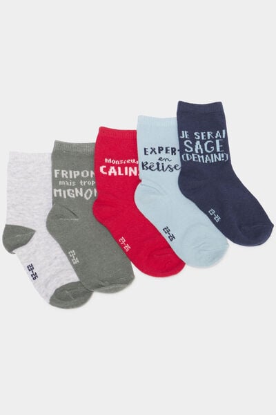 Lot 5 paires chaussettes vert kaki b&eacute;b&eacute; gar&ccedil;on