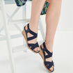 Sandales compens&eacute;es bleu femme