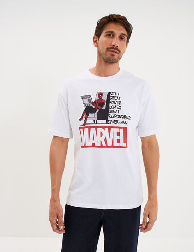 T-shirt manches courtes coton Spider-Man blanc homme