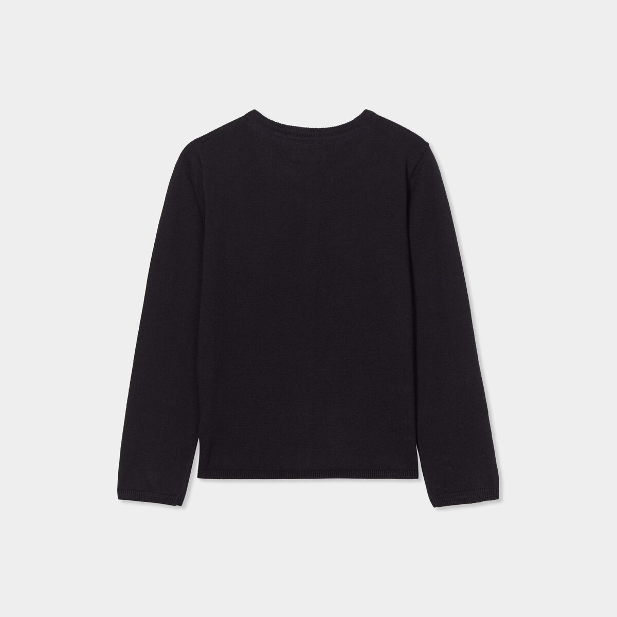 Gilet boutonn&eacute; coton m&eacute;lang&eacute; noir fille