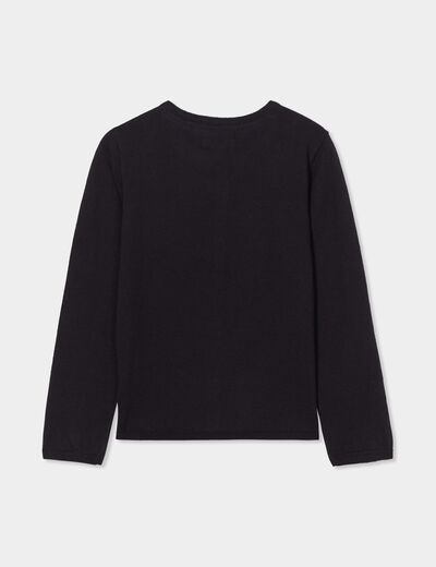 Gilet boutonn&eacute; coton m&eacute;lang&eacute; noir fille