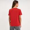 T-shirt col rond manches courtes coton rouge femme