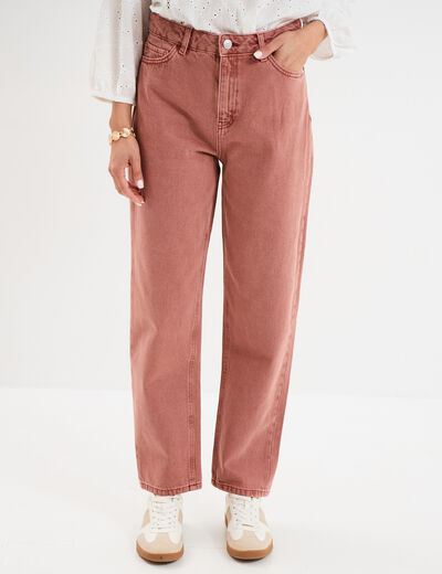 Jeans mom coton vieux rose femme