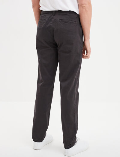 Pantalon chino droit stretch retroussé gris foncé homme