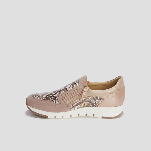 baskets zippees en cuir pied large sable femme Baskets zippées en cuir pied large sable femme