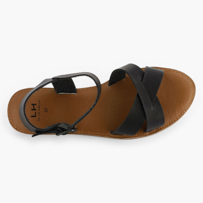 Sandales à lanières unies femme noir