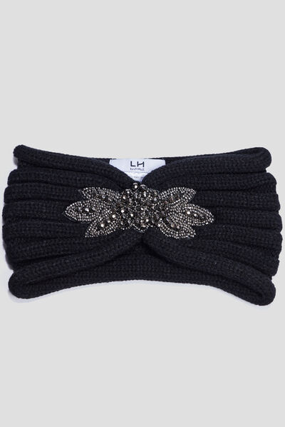 Bandeau tricoté noir femme