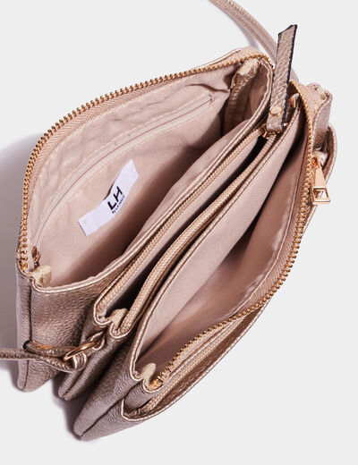 Sac en bandoulière zippé couleur or femme