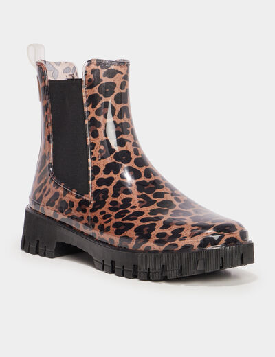 Bottes de pluie chelsea crant&eacute;es noir femme