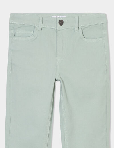 Pantalon skinny 5 poches coton vert pastel fille