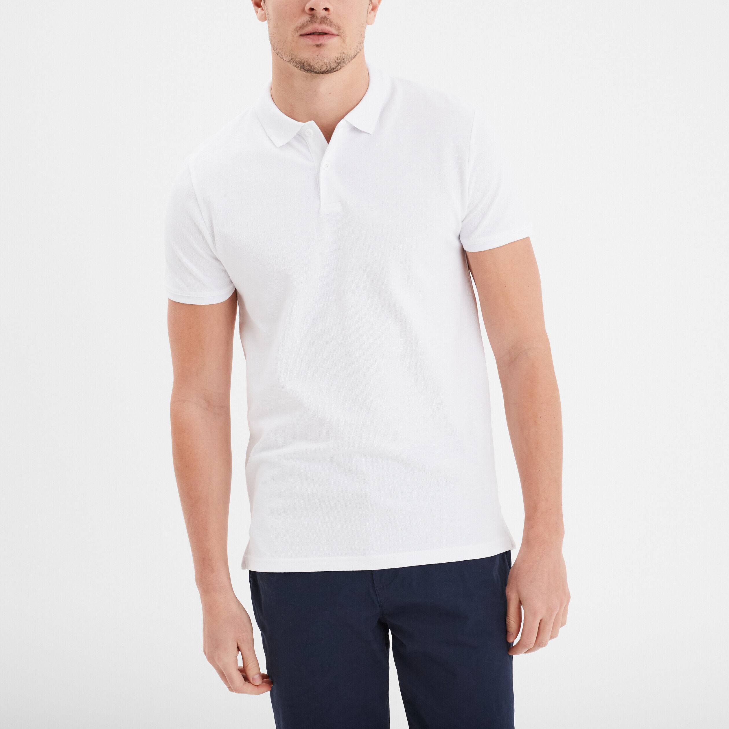 Polo en coton manches courtes blanc homme LH