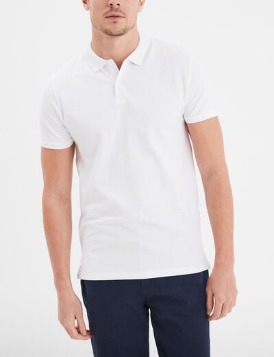 Polo en coton manches courtes blanc homme