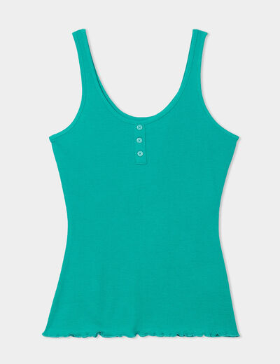 Haut de pyjama débardeur effet côtelé vert foncé femme