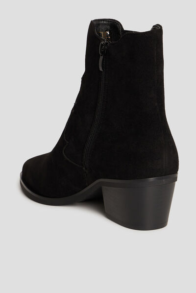 Bottines suédines à talons noir femme