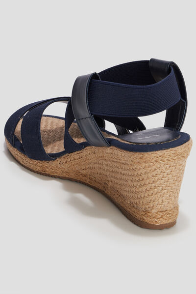 Sandales compensées bleu femme