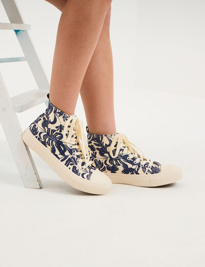 Tennis montantes en toile bleu femme