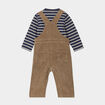 Ensemble 3 pièces salopette velours bleu marine bébé garçon