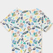 Ensemble pyjama short t-shirt en coton ecru gar&ccedil;on