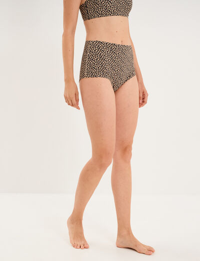 Culotte taille haute microfibre marron femme