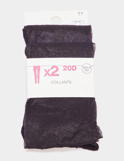 Lot 2 paires collants 20D noir femme grande taille