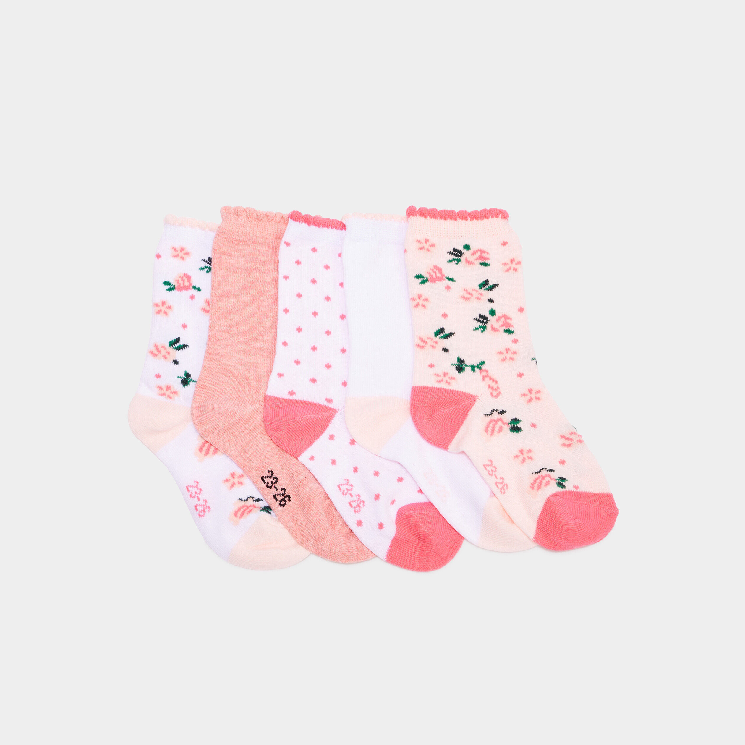 Lot 5 paires chaussettes à bord vague rose bébé fille