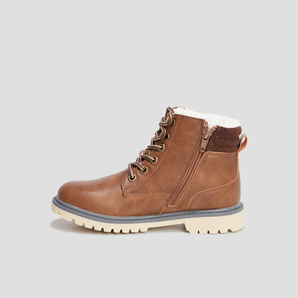 Bottines fourr&eacute;es marron gar&ccedil;on