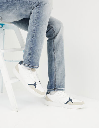 Tennis basses à lacets blanc homme