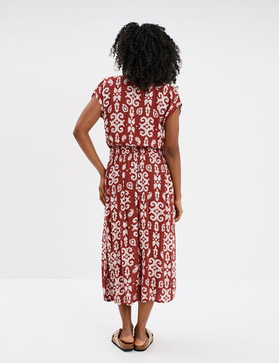 Robe midi col tunisien terracotta femme