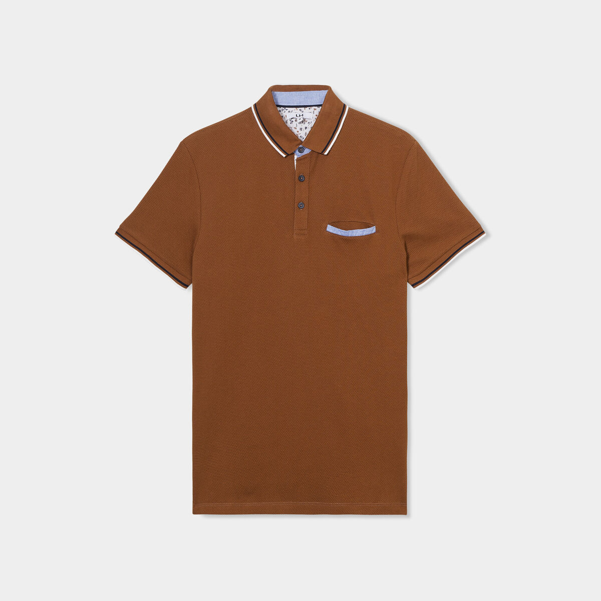 Polo manches courtes 1 poche coton marron homme
