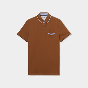polo manches courtes 1 poche coton marron homme Polo manches courtes 1 poche coton marron homme