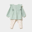 Ensemble blouse legging bandeau coton vert pastel b&eacute;b&eacute; fille