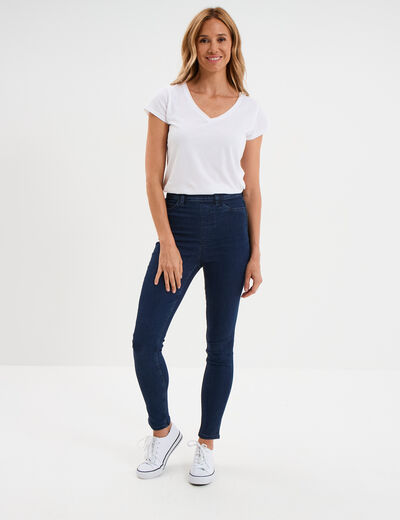 Jegging skinny taille haute denim brut femme