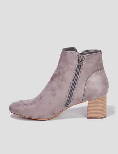 Bottines suédines à talons gris femme