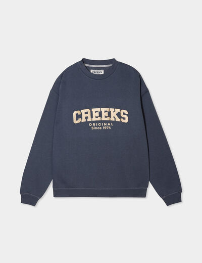 Sweat col rond manches longues Creeks bleu foncé femme